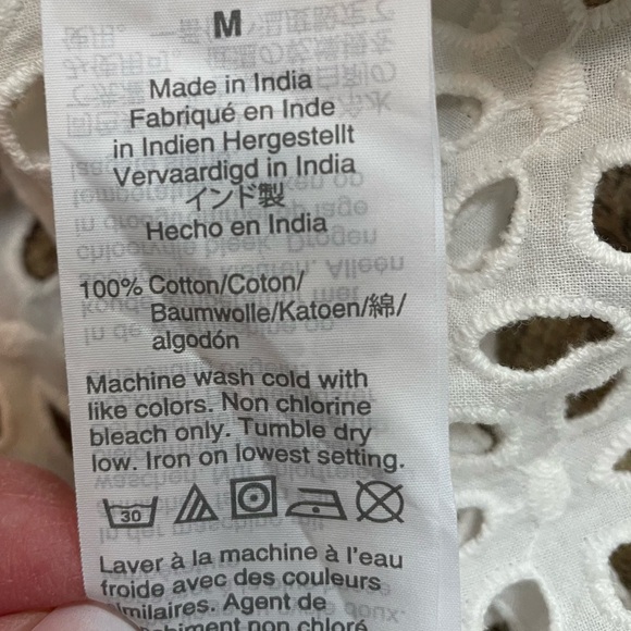 Madewell White Eyelet Ruffle-Sleeve Pintuck Mini Dress Size M Slip NOT included - Picture 8 of 9